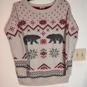 Mossimo Womens Bear Fair Isle Sweater‎ Crewneck Holiday Winter Pullover M